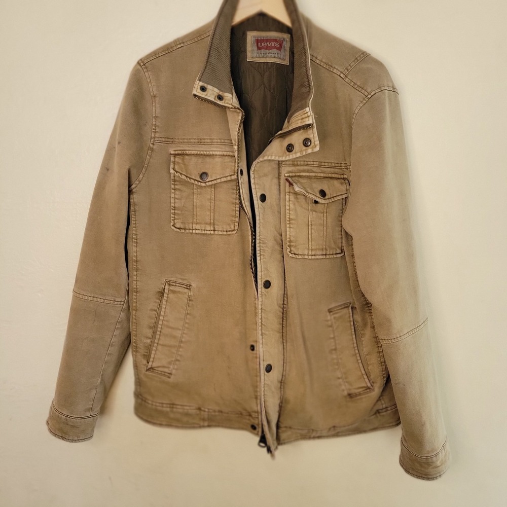 Levi's Barn Chore Field Jacket Men Sz L Quilt-Lined Camel Tan Cotton Canvas